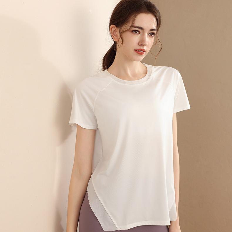 Женские быстросохнущие футболки для йоги с коротким рукавом - дышащие повседневные топы для фитнеса