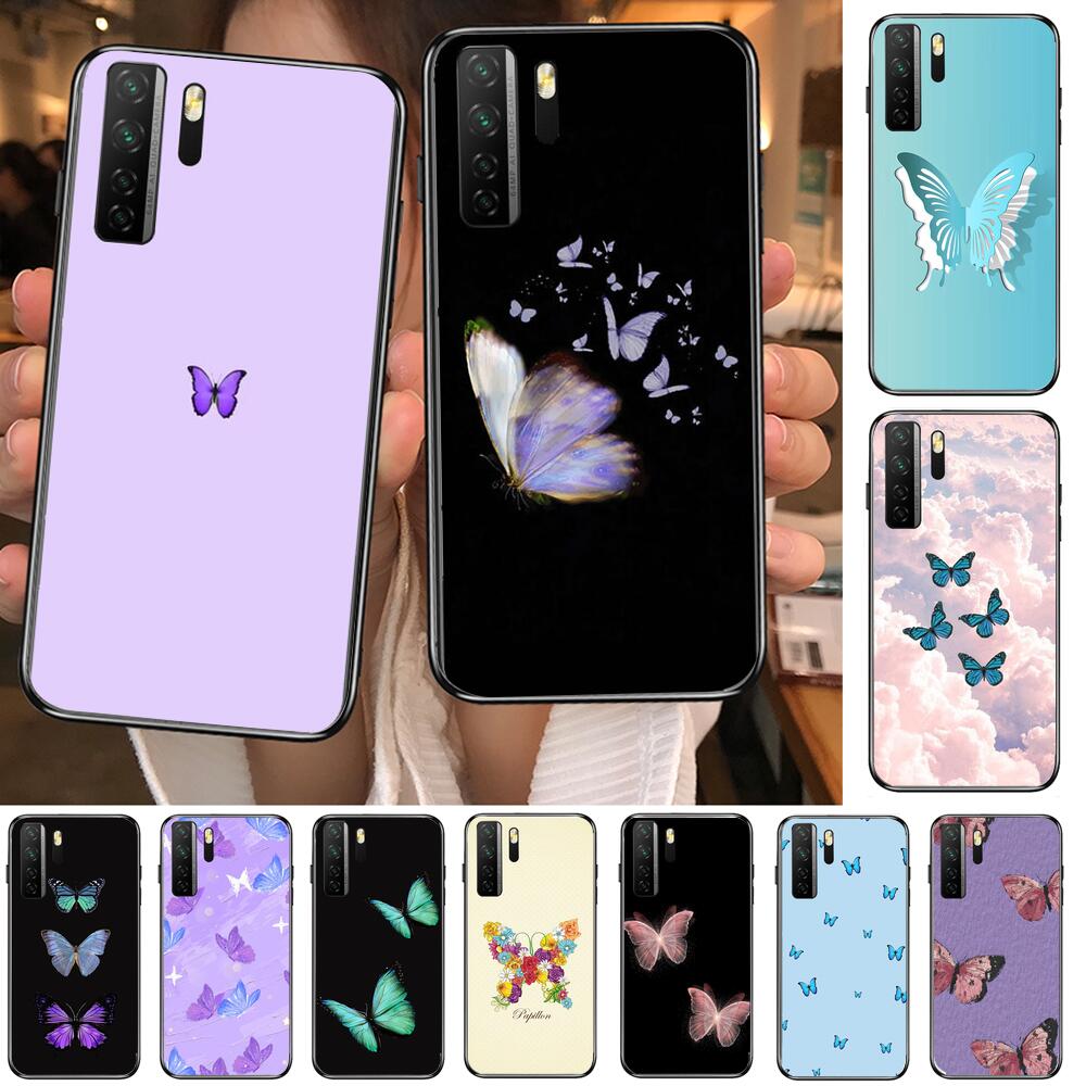 Beautiful Butterfly Pattern Black Soft Cover The Pooh For Huawei Nova 8 7 6 SE 5T 7i 5i 5Z 5 4 4E 3 3i 3E 2i Pro Phone Case Case