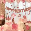Birthday Scene Decoration, Birthday Decorations for Boys And Girls, First Birthday Celebration, Aluminum Foil Balloons, Pink Set