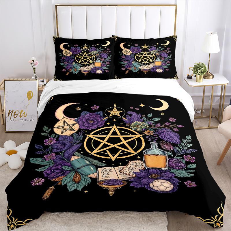 3pcs Flower Art Bedding Set, Including 1 Quilt Cover and 2 Pillow Shams, Without Filling, Soft and Comfortable Home Bedroom N033