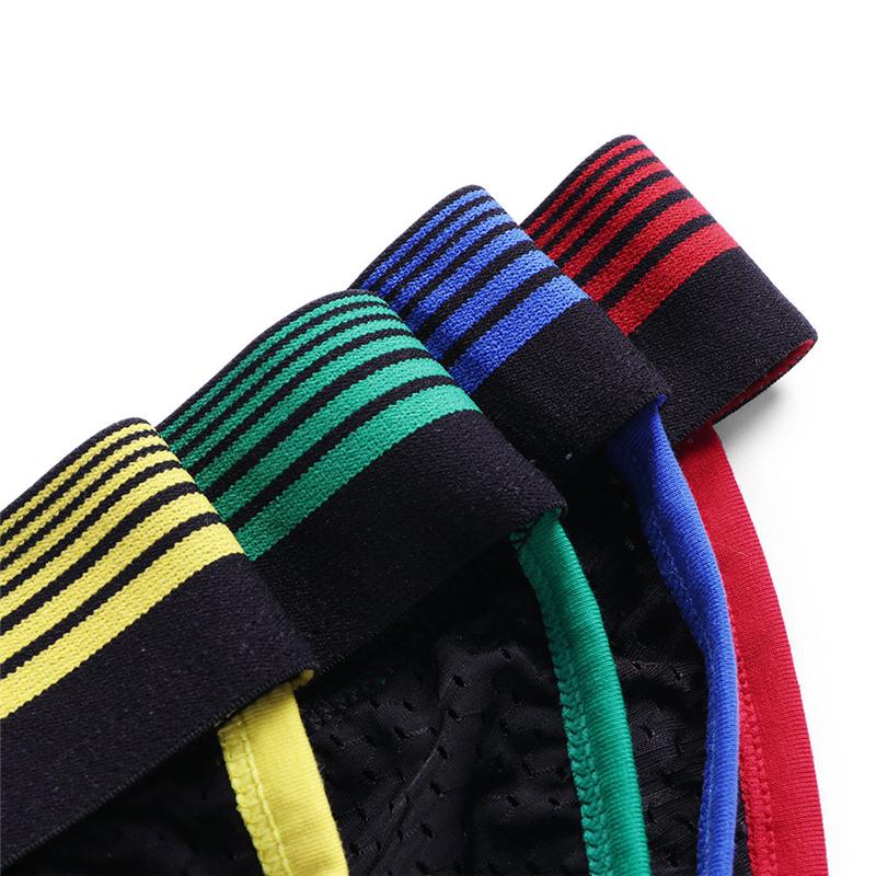 Трусы JOCKMAIL, модное брендовое сексуальное мужское нижнее белье, дышащее сетчатое нижнее белье с низкой талией, высоким разрезом, большой чехол для мошонки, спортивные трусы