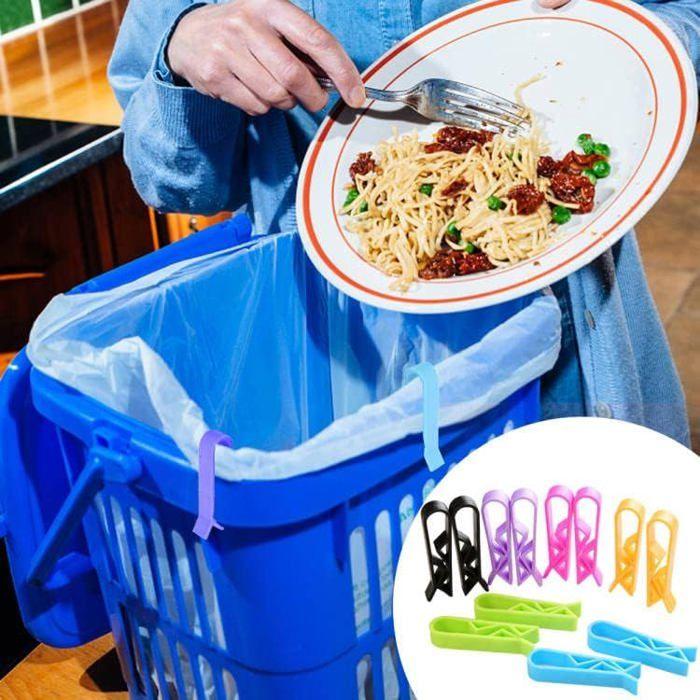 Clip Fermeture poubelle Supports de pince à clip en plastique pour poubelle de poubelle de cuisine Poubelle Clip Couleur Aléatoire