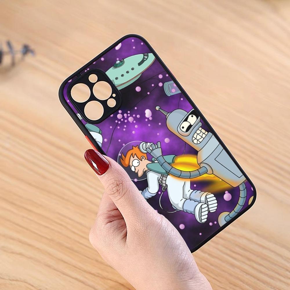 Чехол для телефона FuturamaEs Мультяшный Черный Матовый Для IPhone 16ProMax 15 13 12 11 14 Pro Max Mini Plus SE2020 XS Max XR