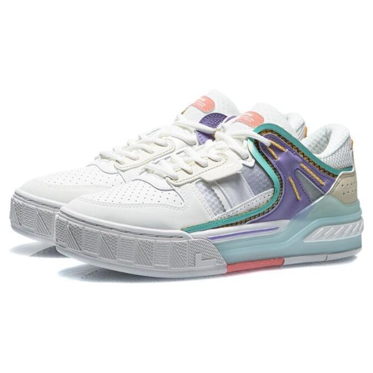 Кеды для скейтборда Li Ning Morning Glow Женские Низкие Снежный/Светло-Лотосовый Фиолетовый AGCR192-3