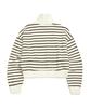 MARK GONZALES Women'S Club Striped Half-Zip Sweatshirt - Ivory