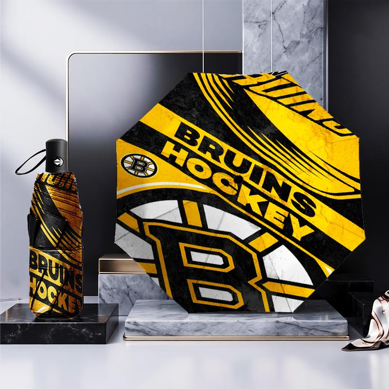 Эмблема Bruins Хоккейный зонт Складной зонт, автоматический зонт 8 спиц для путешествий, кемпинга Подарок на Хэллоуин, Рождество