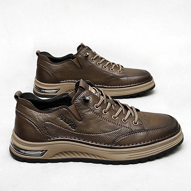 Новые мужские повседневные туфли из натуральной кожи, новые роскошные кроссовки ручной работы для бега на открытом воздухе, деловые нескользящие мужские кроссовки для тенниса Masculino