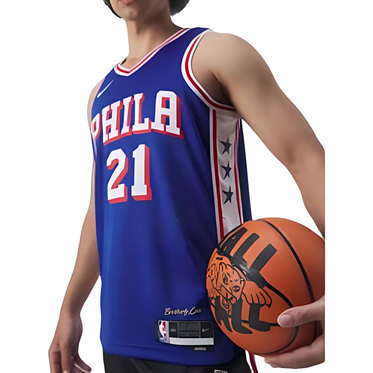 Nike Баскетбольная майка Сезон 23/24, Филадельфия 76ers, Джоэл Эмбиид Размер 21 Мужская Темно-синий DX8620-401