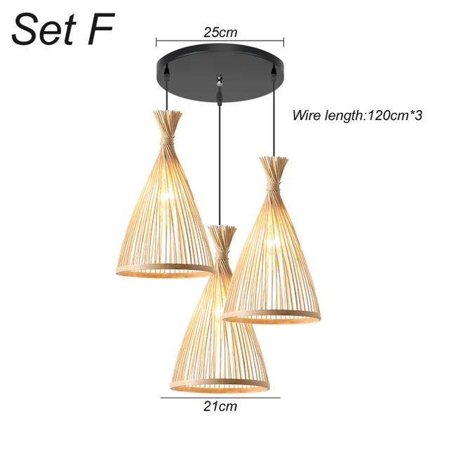 Ретро бамбуковая плетеная люстра, подвесной светодиодный потолочный светильник, плетеные светильники из ротанга, плетеные светильники для домашнего декора спальни