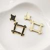 Геометрические серьги с черными бриллиантами, ретро-серьги с квадратными полыми бриллиантами, роскошные серьги нерегулярной огранки Niche Light Tide