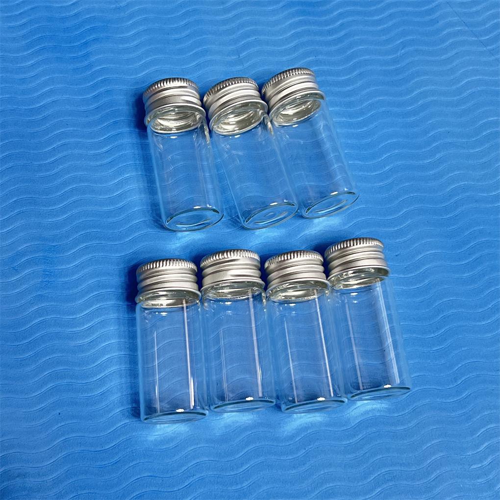 100 PCS 13*22*50mm 10ml small Glass Bottle Glass jars With Silver Screw cap Test Tube storage Vials DIY DECORATIVE Bottles