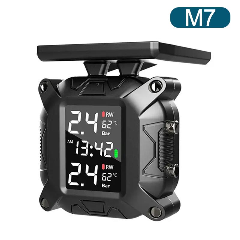 Мотоциклетный TPMS Солнечная энергия Монитор давления в шинах Система контроля давления в шинах в режиме реального времени Датчик температуры Сигнализация