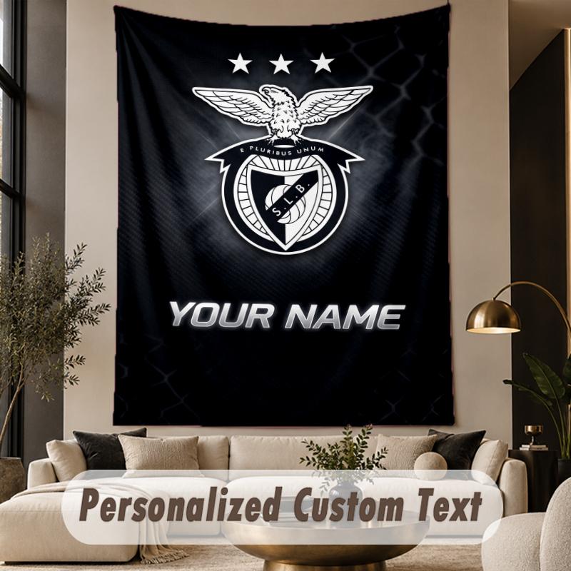 Custom Text Tapestry Benfica FC Print Wall Tapestry Indoor Living Room Wall Decor