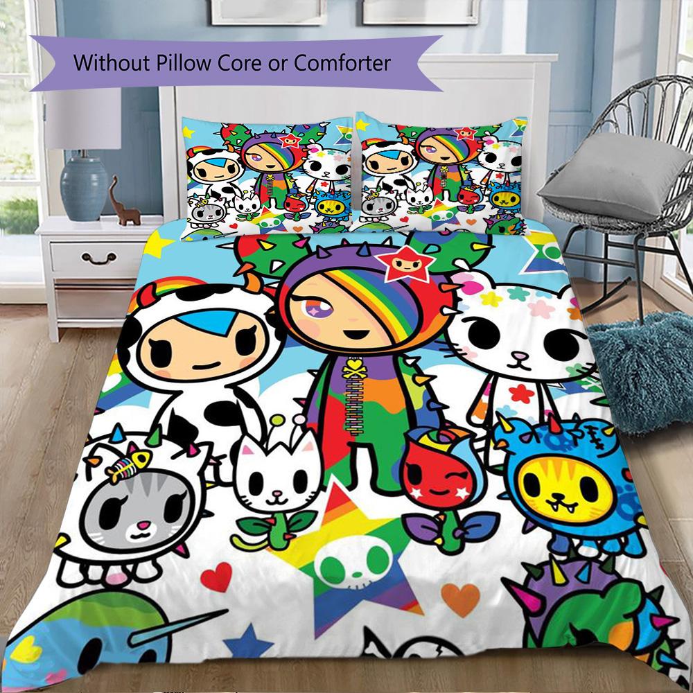 tokidoki Pattern Bedding,Quilt Set Quilt Cover Pillowcase Home Birthday Gift (1*duvet cover+2*pillowcase,without core)XSJT0917024