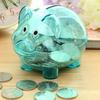 Piggy Bank Transparent Visible Cute Cartoon Pig Shape Money Saving Box for Daily Life