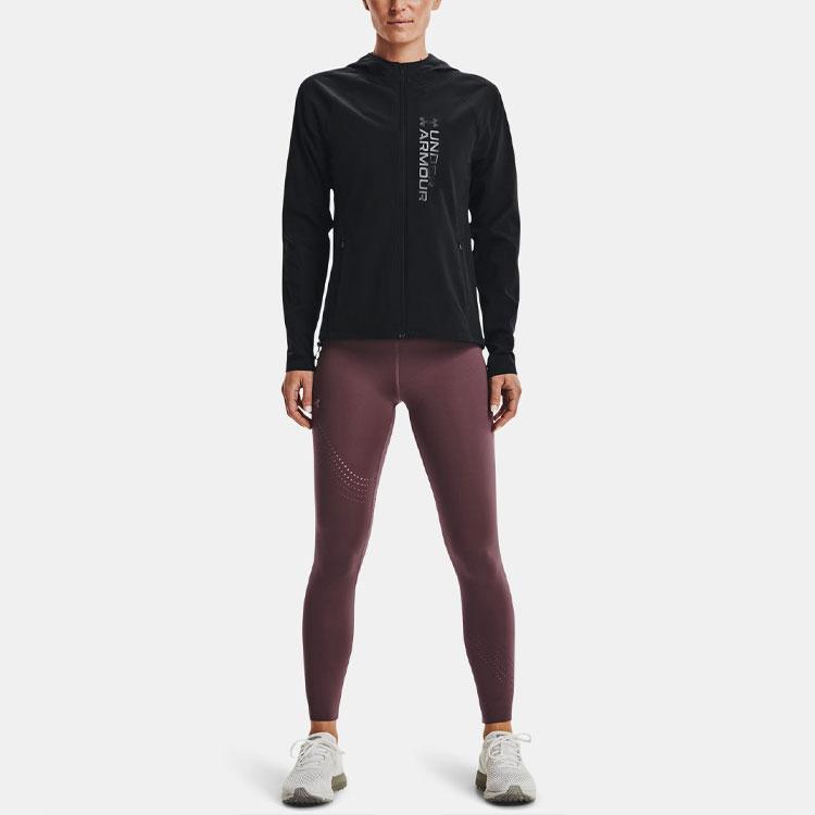 Under Armour Куртка для бега с капюшоном и принтом логотипа UA Out The Storm, женская, черная 1361384-001