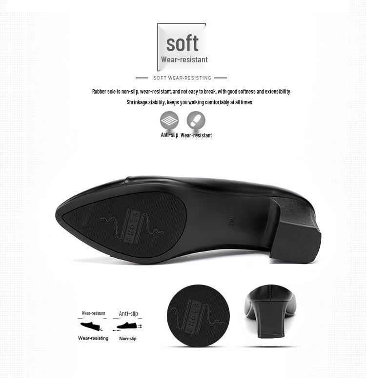 Весна и Осень 2022 Туфли на массивном каблуке из мягкой кожи для мам - Удобные туфли с низким вырезом для женщин среднего и пожилого возраста