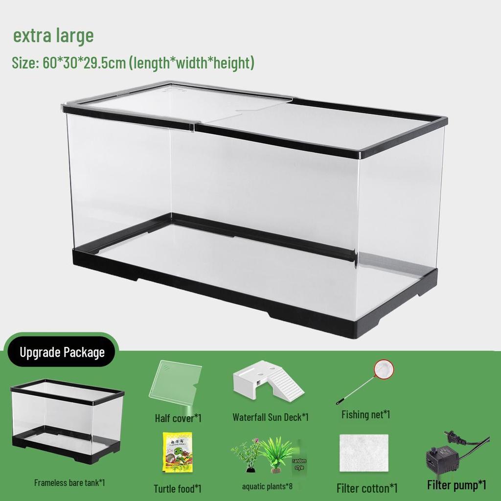 Компактный террариум для черепахи с платформой для обогрева - Элегантная настольная среда обитания с крышкой для экологичной гостиной