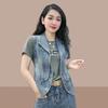 Spring and Autumn Denim Vest Vest with Ladies Western Style Sleeveless Waistcoat Waistcoat Jacket