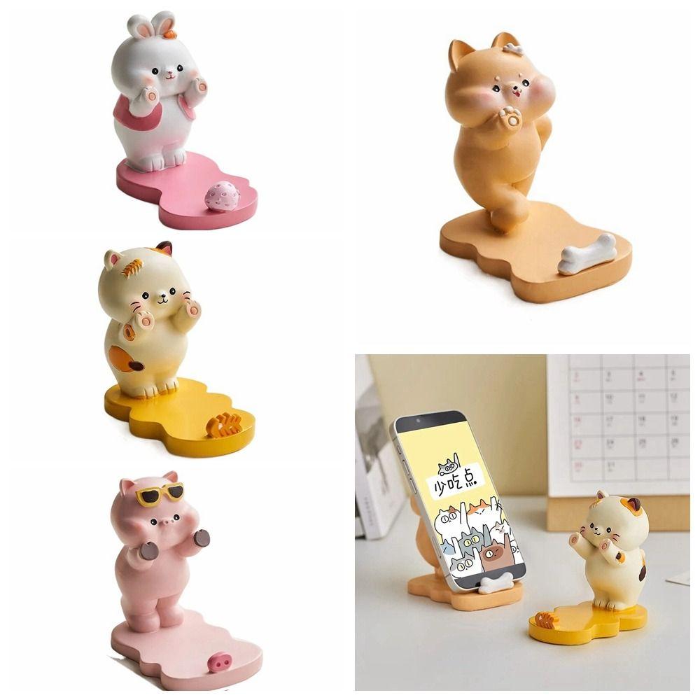 Домашний декор Милые фигурки котят Миниатюры Kawaii Декоративные украшения Настольный кронштейн для мобильного телефона Аксессуары для офисного стола