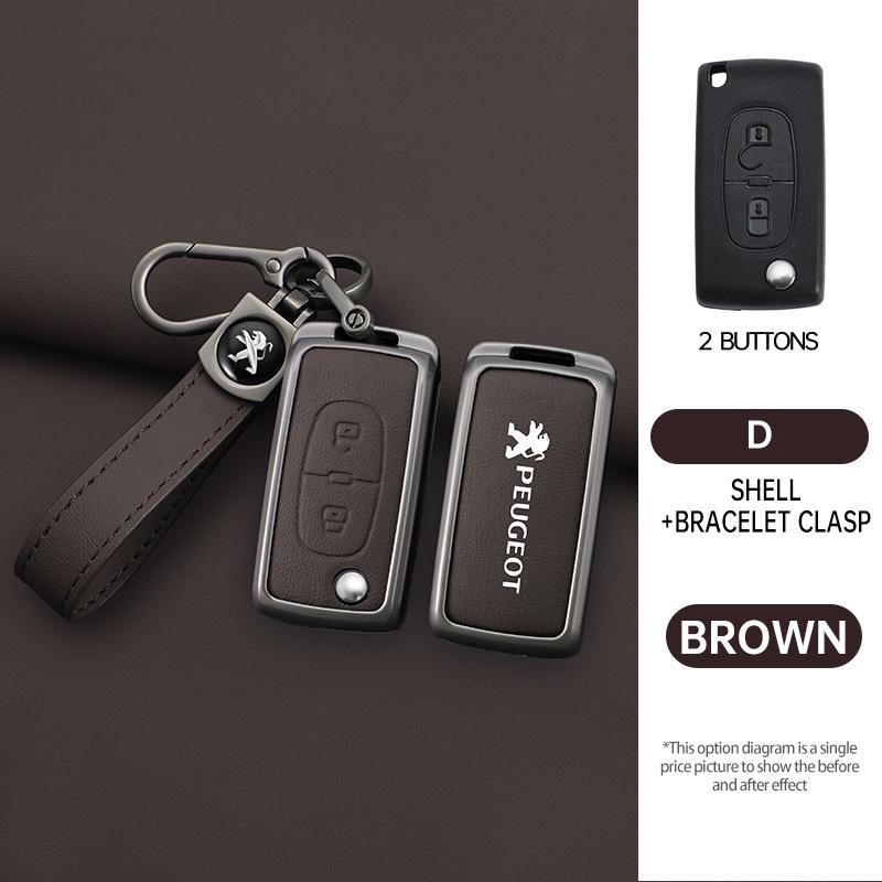 Zinc Alloy Car Key Case Cover Protection Shell For Peugeot 107 207 307 307S 308 407 607 807 3008 5008 Auto Key Bag Accessories