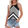 Женские летние майки-топы с плиссировкой и принтом O-образного выреза, повседневные майки-топы для женщин, свободные рубашки без рукавов