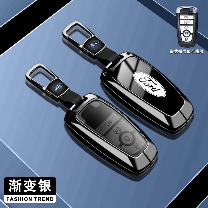 New 2026 Car Sticker Ford New 2025 Hot Zinc Alloy Car Smart Key Case Cover Keyless Shell for Ford Fusion Mustang Kuga Ecosport E