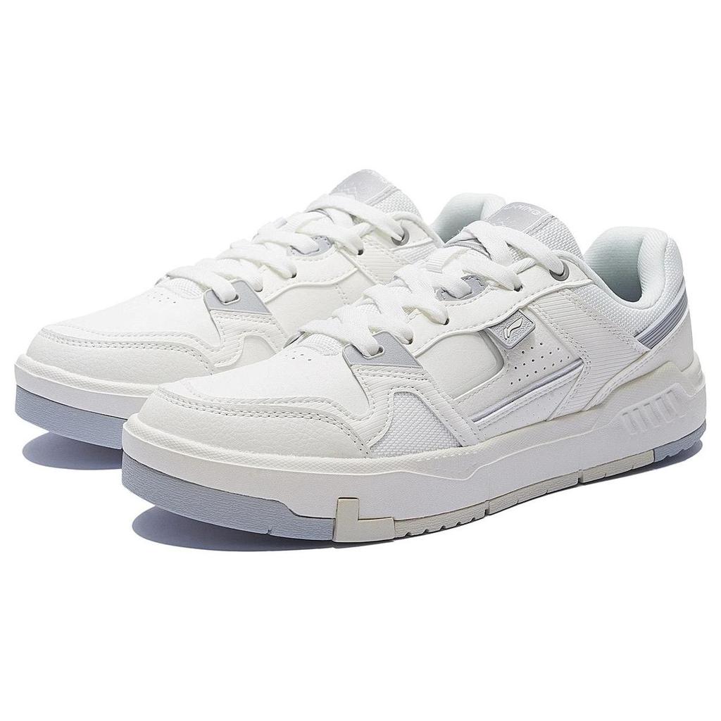 Li Ning Ace V2 Ткань Синтетическая Кожа Прочные Дышащие Низкие Кроссовки Для Скейтбординга Мужские Кроссовки Белые Серые AGCS155-1