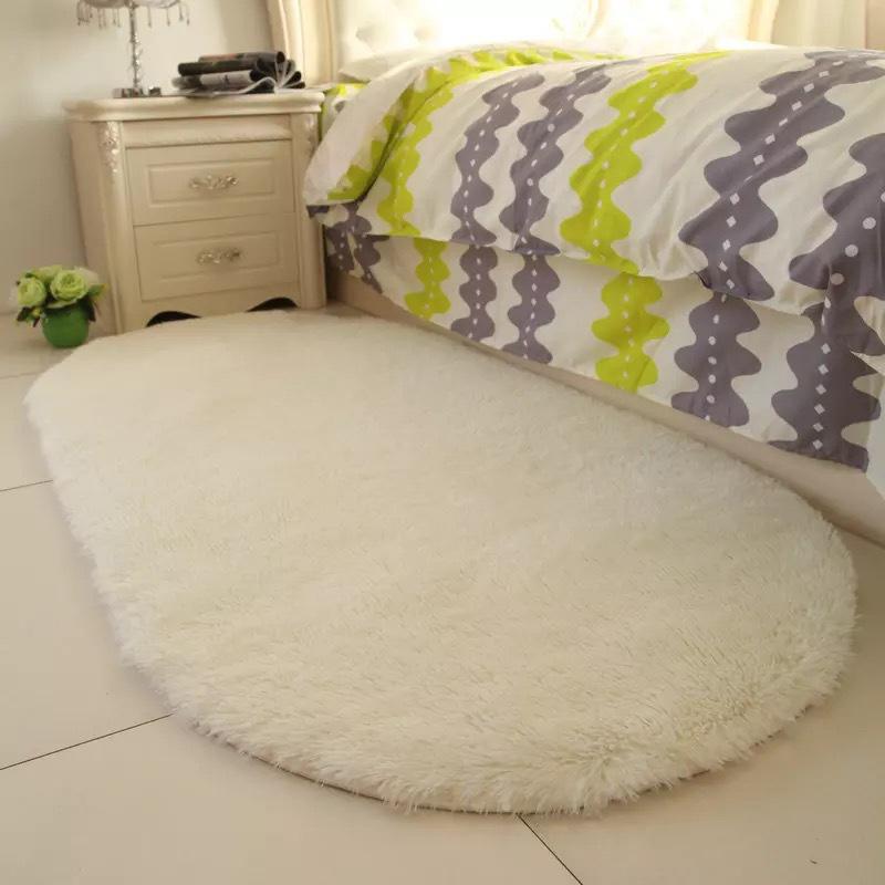Bedroom Decoration Anti-Slip Home Oval Fluffy Soft Plush Carpet Floor Mat Area Rugs Bedside Shaggy