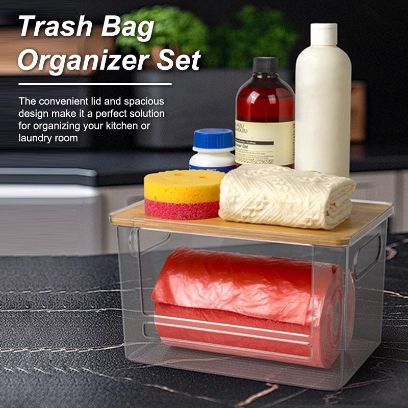 Trash Bag Dispenser, Stackable With Bamboo Top – Extra Large Garbage Bag Holder & Under Sink Organizer For Kitchen