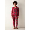 Fam Red Checkered Shirt Trousers Pajama Set