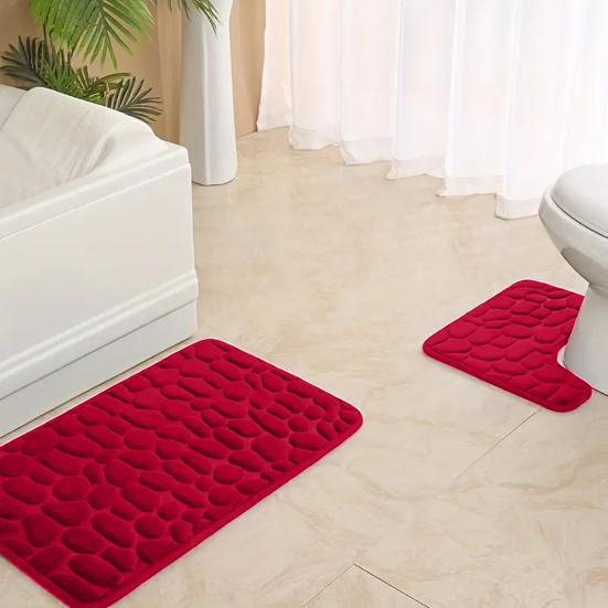 2 шт./компл. коврик для ванной комнаты с тисненым камнем, противоскользящий нижний коврик для ванной комнаты, очень толстый впитывающий коврик для ванной