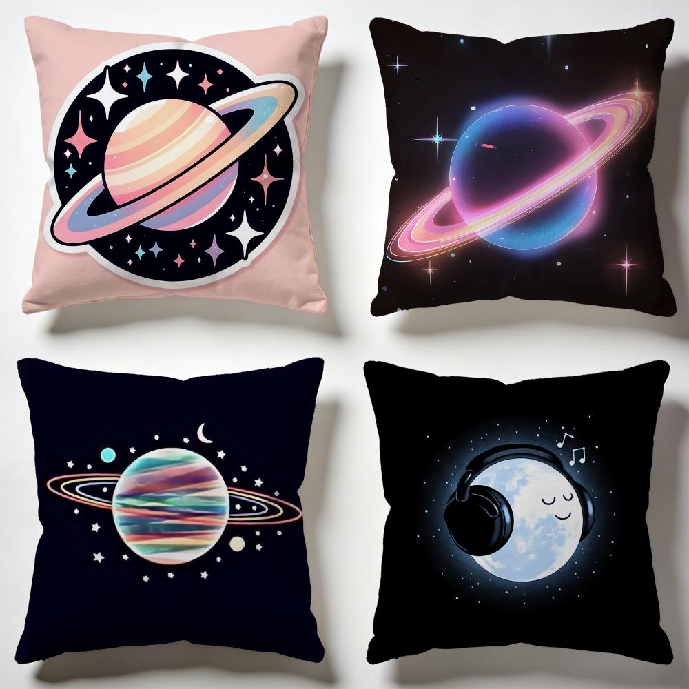 Whimsical Cartoon Planet Cushion Cover Soft Pillow Cases for Home Bedroom Living Room Sofa