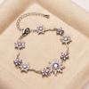 Luxury Sunflower Bracelet Fashion Shiny Rhinestone Bangle Pink Cubic Zirconia Chain  Wedding