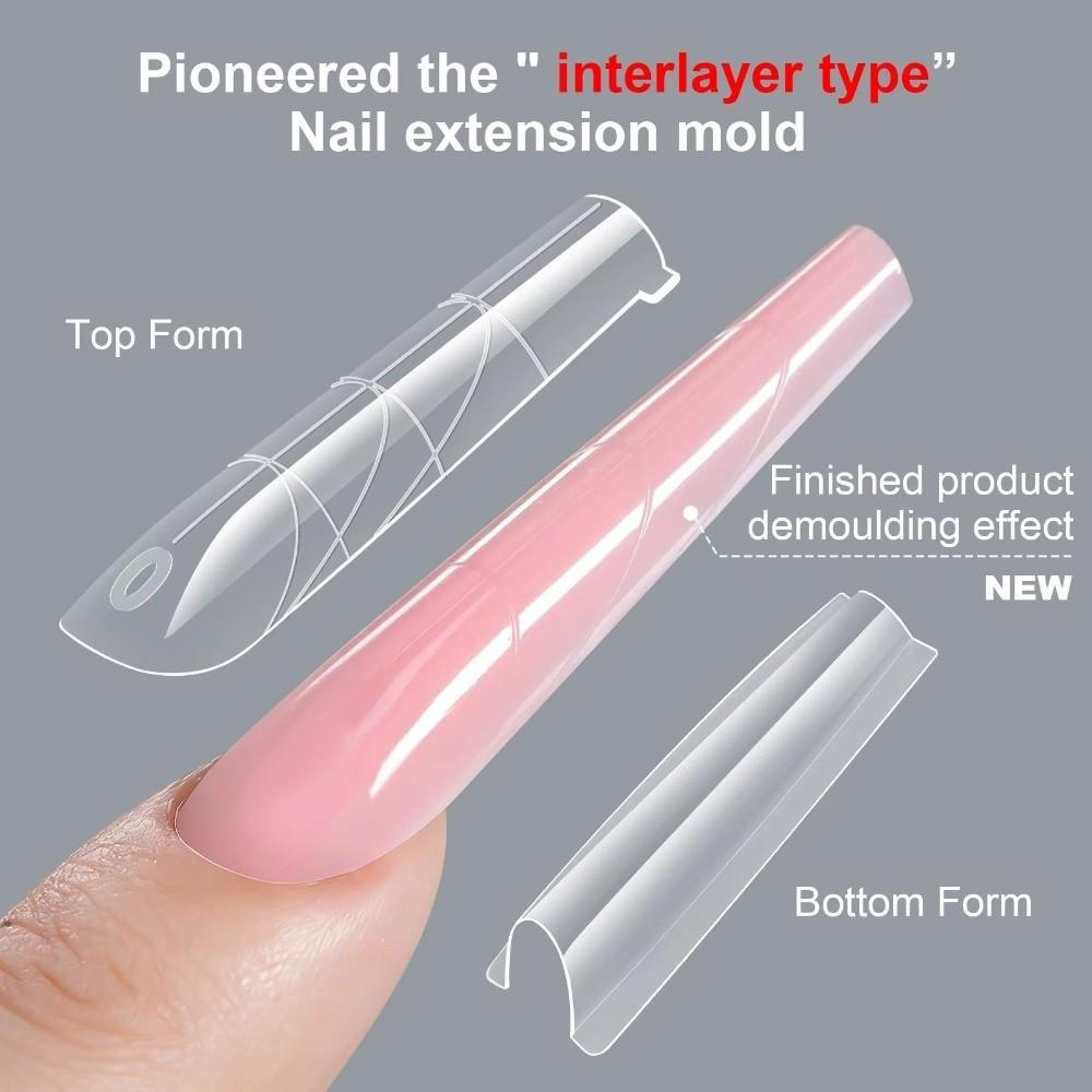 256Pcs/Box Transparent Nail Sandwich Dual Form DIY Tips Nail Extension Form New Nail Tips