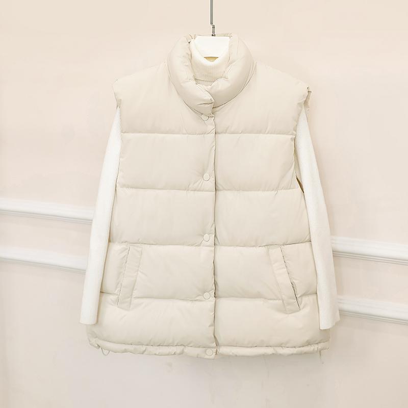 Женская осенне-зимняя однотонная утолщенная верхняя одежда с хлопковой подкладкой и воротником-стойкой, теплая куртка без рукавов, пальто, жилет