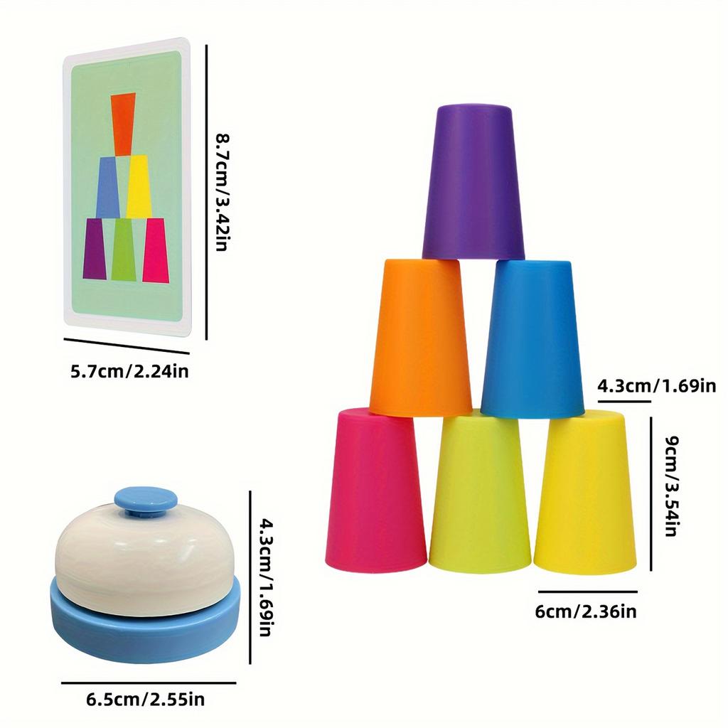 12 шт. Штабелируемые стаканы хлопающий колокольчик карточка детская тренировка скорости быстрой укладки быстрая реакция развивающая игрушка для детей подарок