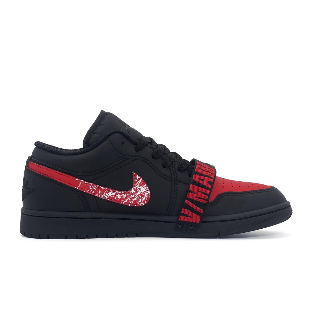 Jordan Air Jordan 1 Border Blaze Leather Low top Vintage Basketball Shoes Men's Black Red 553558-093(Team519-)