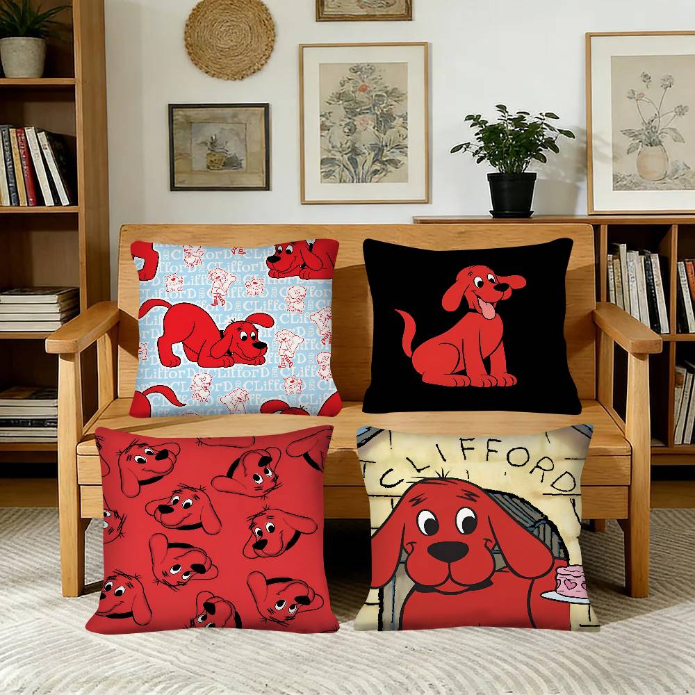 Cartoon CClifford The Big Red Dog Pillow Case Fashion Square Pillowcase Bedroom Sofa Room Ins Decoration Leisure