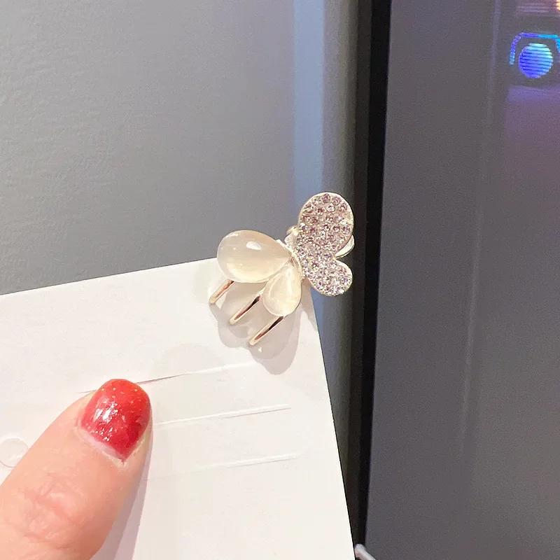 Fashionable Shiny Butterfly Hair Clips Fine Rhinestone Studded Metal Butterfly Small Hairpin Woman's Headwear