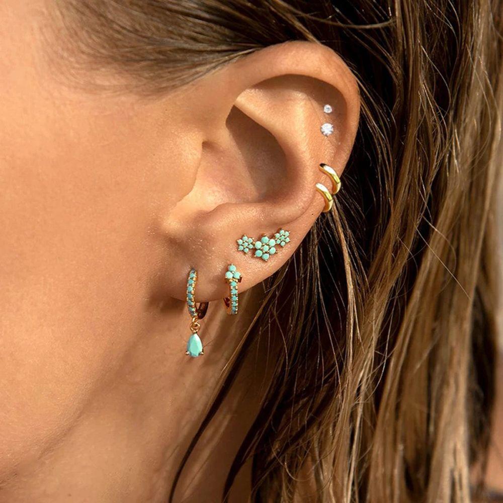 Zircon For Girls Crystal Ear Jewelry Women Hoop Earrings Dangle Drop Earrings Korean Stud Earrings