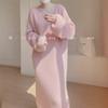 Elegant Knitted Mid-Length Dress for Women - Autumn/Winter Style, Knee-Length, Loose Sweater Design.