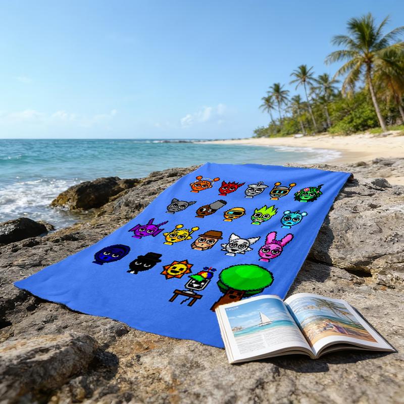 Ultra-Soft Beach Towel with Sprunki Theme,Ideal for Pool - Camping, Diving - Perfect Travel Essential, Vibrant Beach Towel.