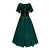Women's Round Neck Dress Flare Sleeve Off Shoulder Medieval Vintage Dresses with Corset Patchwork Ball Gown