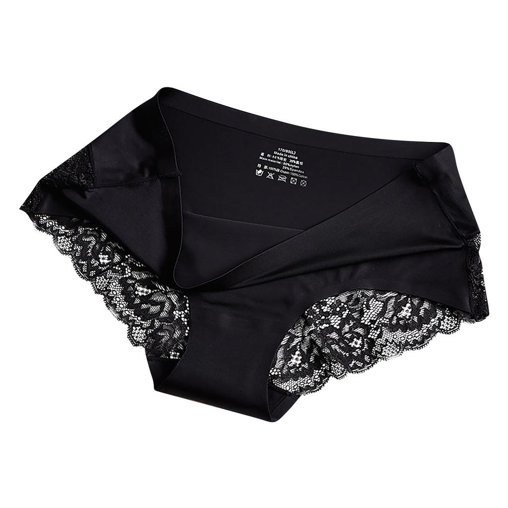 Ladies Sexy Lace Panties One Oiece Ice Silk Seamless Low-waist Briefs