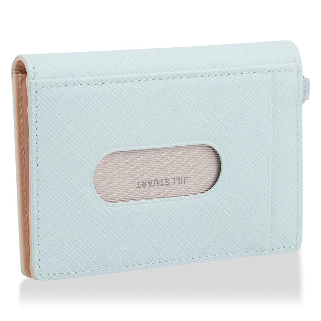 JILL STUART Gloria JSLW3AP1 Pass Case Saffiano Embossed Cowhide Leather Ribbon Motif Glitter Pastel Card Holder ID Commuter Women