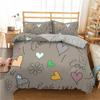 Room Decor Home Bedding Sets 2/3pcs Red Heart Printing Queen Size Pillowcase Duvet Cover Set Polyester Bedclothes