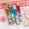 Marker Pen Set Christmas 10-Color Ballpoint Santa Snowman Topper Designs Multi-Color Festive Themed Writing Tool Fun Holiday Gift for Students Friends