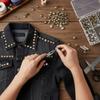 100pcs Crystal Inlay Decorative Metal Studs DIY Leather Craft Studs  Leather Craft Decoration