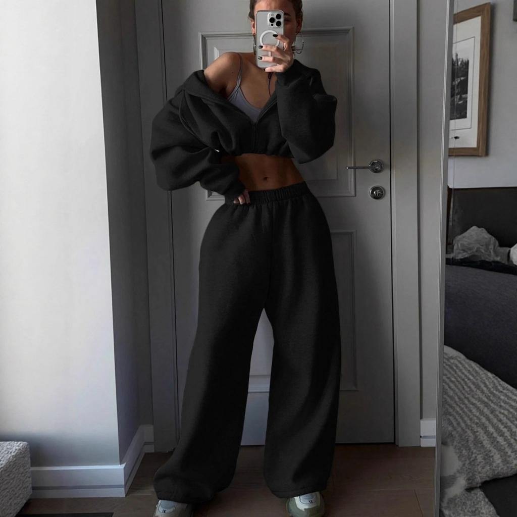 Autumn and Winter Women's Fashion Long Sleeve Sports and Leisure Hoodie Set Two Piece Set